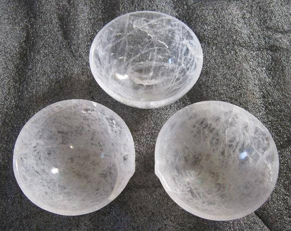 Clear Quartz Stone Bowl - protective cloth bag and box