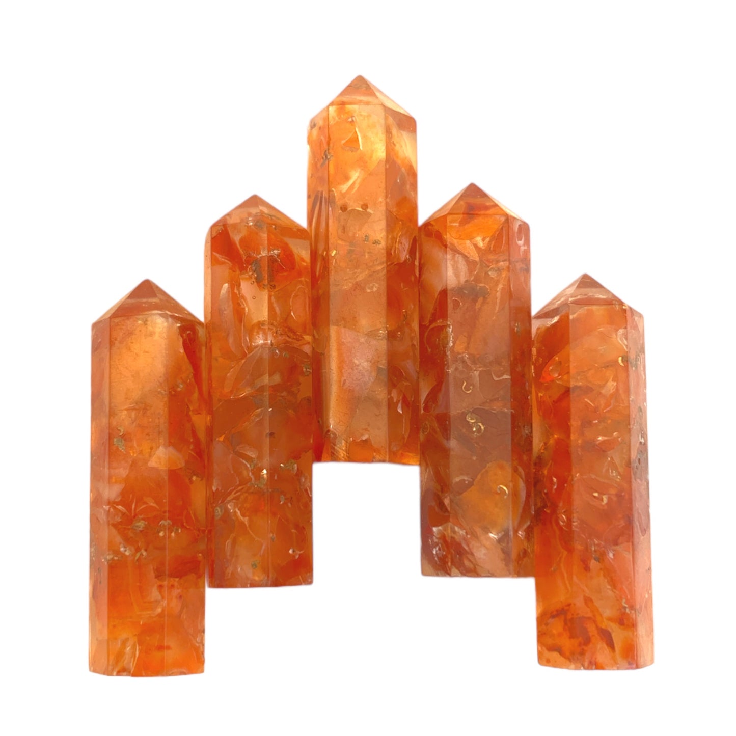 Carnelian Orgonite - 35-40mm - Single Terminated Pencil Points - (retail purchase as singles, wholesale min order 5) - NEW522 - India - Synthetic