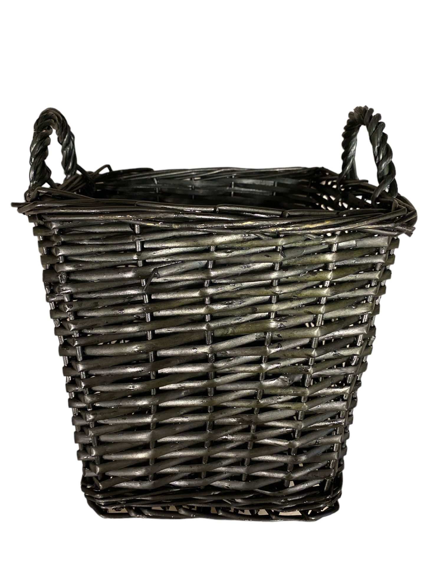 9.85 x 9.85 inches deep WILLOW SQUARE BOX TRAY with Ear Handles - BLACK - NEW1123