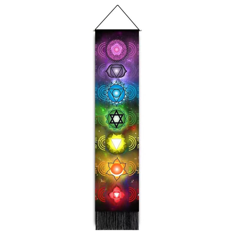 Chakra Tapestry Wall Hanger - 12.5 wide x 51 inch long - 32.5×130cm - China - LINEN BANNER