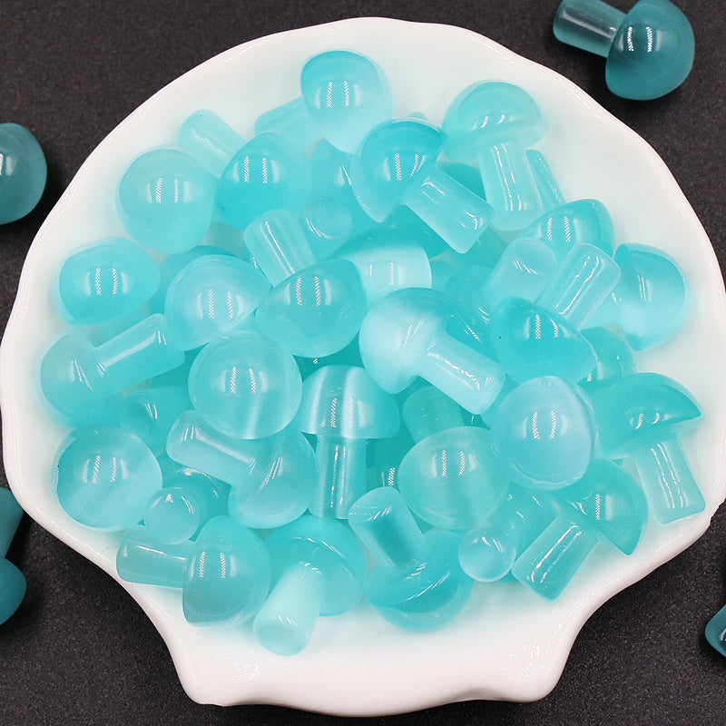 Cats Eye Skyblue - Mini Mushrooms - 16x22 mm - Price Each - China - NEW1122