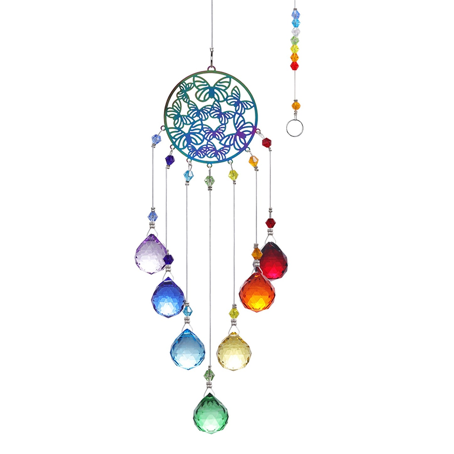 K9 Crystal Hanger Suncatcher Chakra Prism Butterflies - 17 inch - NEW523