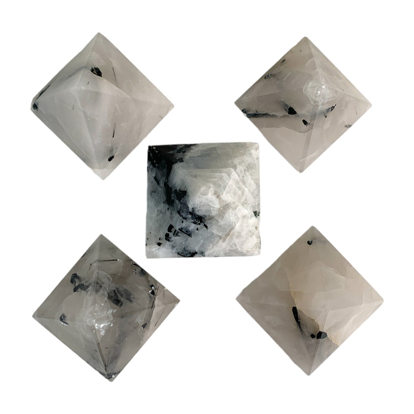 Black Rutilated Quartz - Set of 5 Mini Pyramids - 22 to 28mm - 90 grams - NEW221