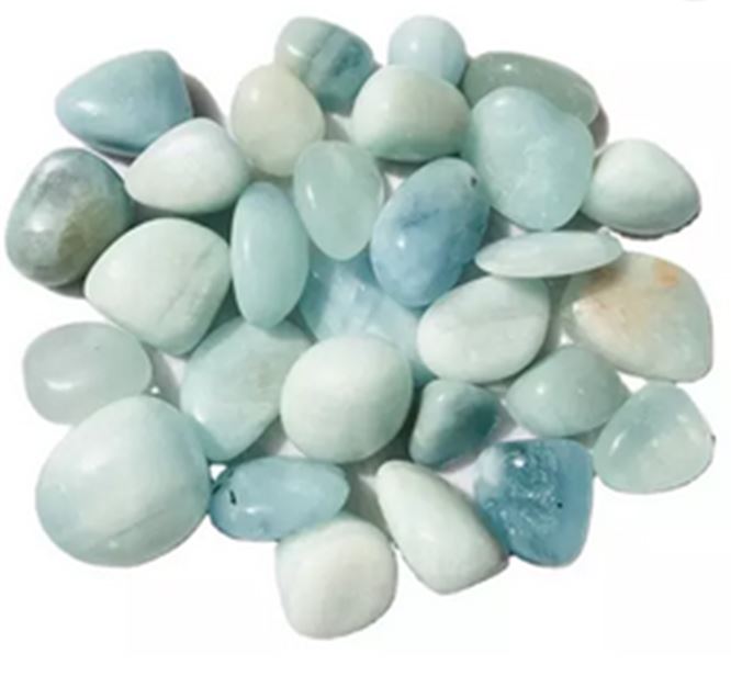 Blue Aquamarine Tumbled Stones - 10-20mm - 1 LB. - China - NEW921
