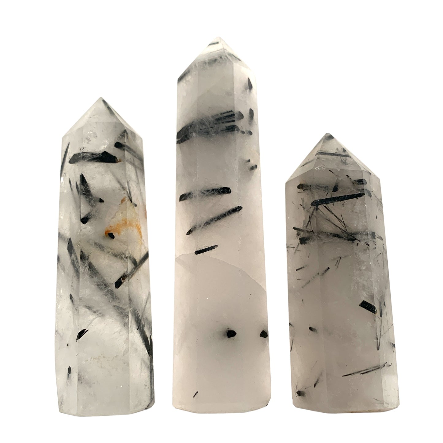 Black Rutilated Quartz (lighter) - 1.5 to 5 inch - Price per gram - China - Polished Points