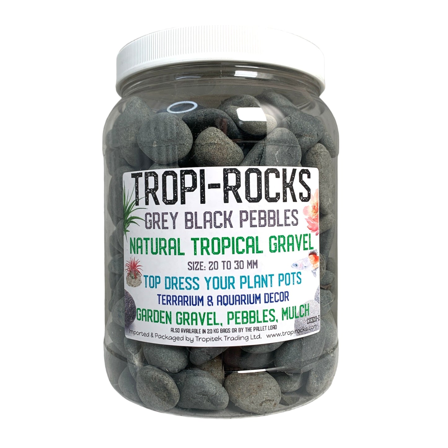 Grey Black Pebbles 20-30 MM - 3200g Average - Medium PB2 Jar