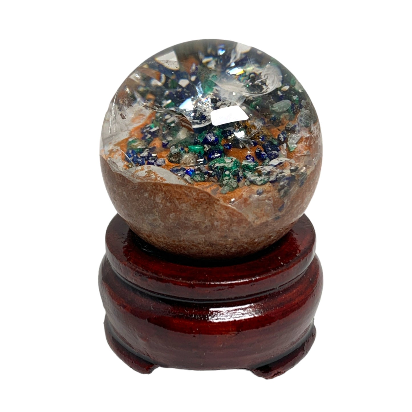 Malachite Azurite Clear Quartz - 55-60mm - Sphere - China - NEW822