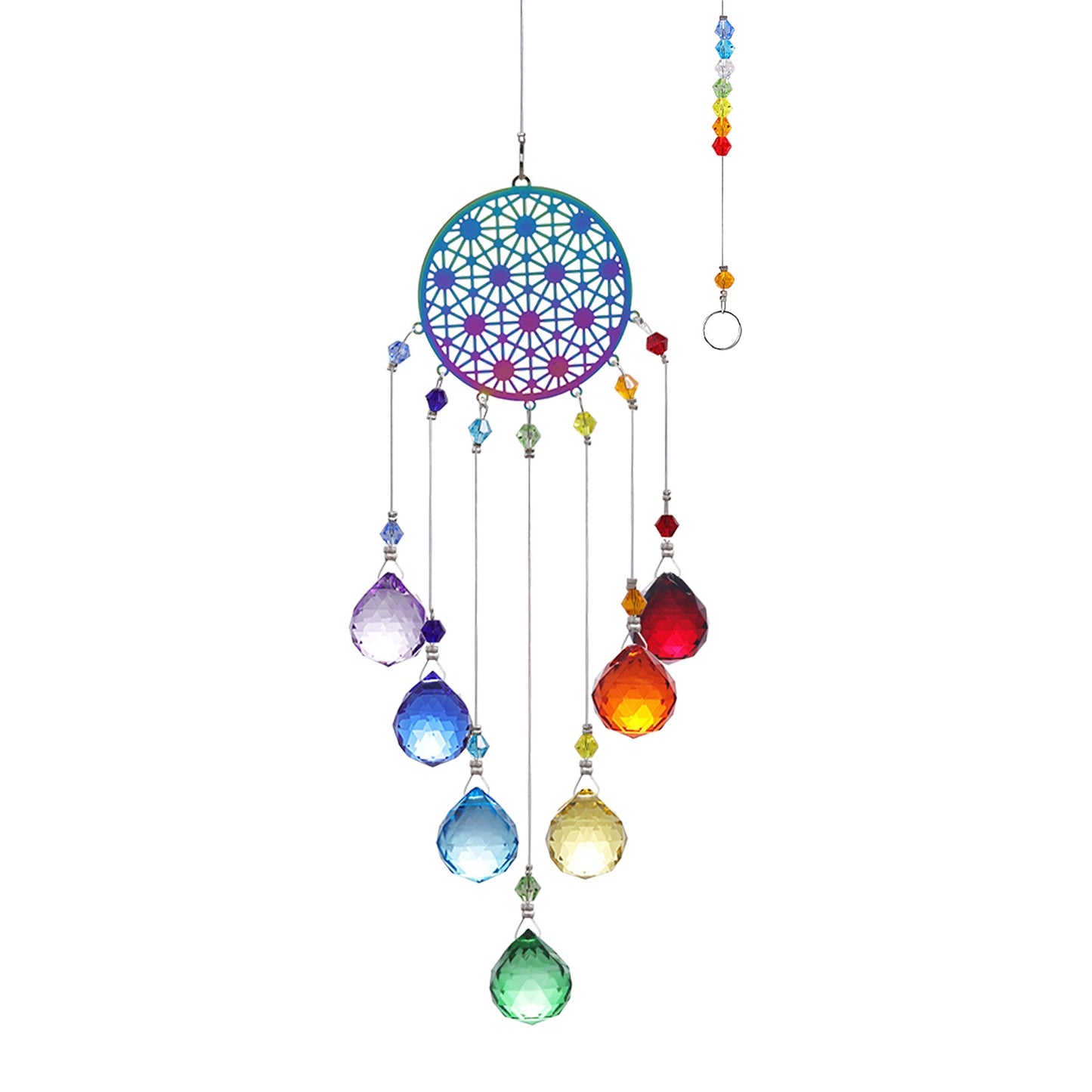 K9 Aura Crystal Hanger Suncatcher Chakra Prisms Geometric - 17 inch - NEW523