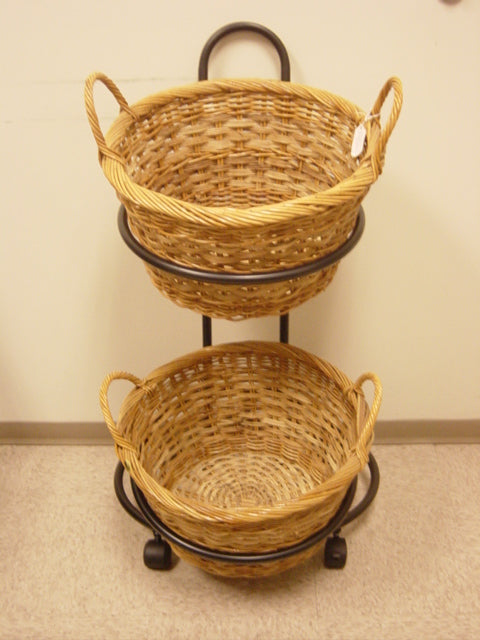 DOUBLE HOOP Tubular STAND ONLY on Castors KD FITS 2 BASKETS