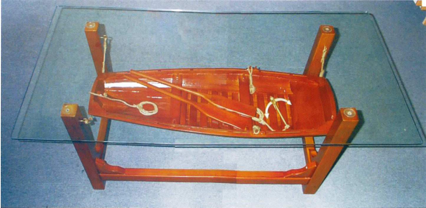 TABLE WITH DINGHY DECOR 41-5 x 22 x 20 inches H