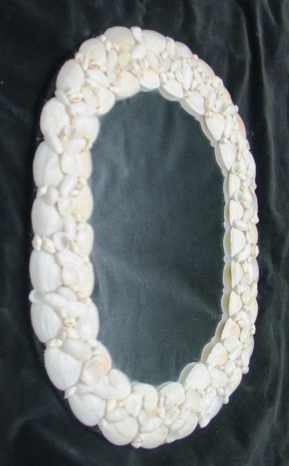 SEA SHELL OVAL MIRROR 13 x 10 inch - WHITE ONLY