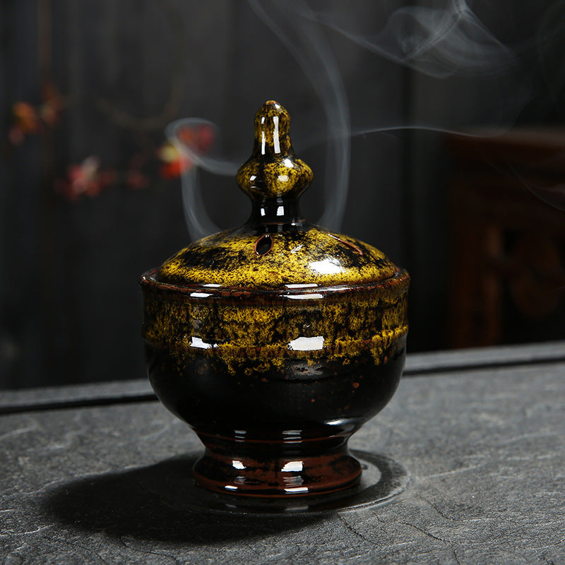 Porcelain Incense Burner - Yellow - Size 94x130mm - New920