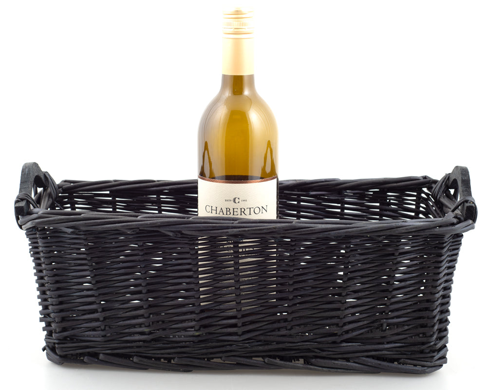 Willow Rectangle Tray with Wood Handle - Black - 15.5 Long x 6 Wide x 6 inch deep Bottom 13.75 x 4.5 - fits a 25 x 30 basket bag