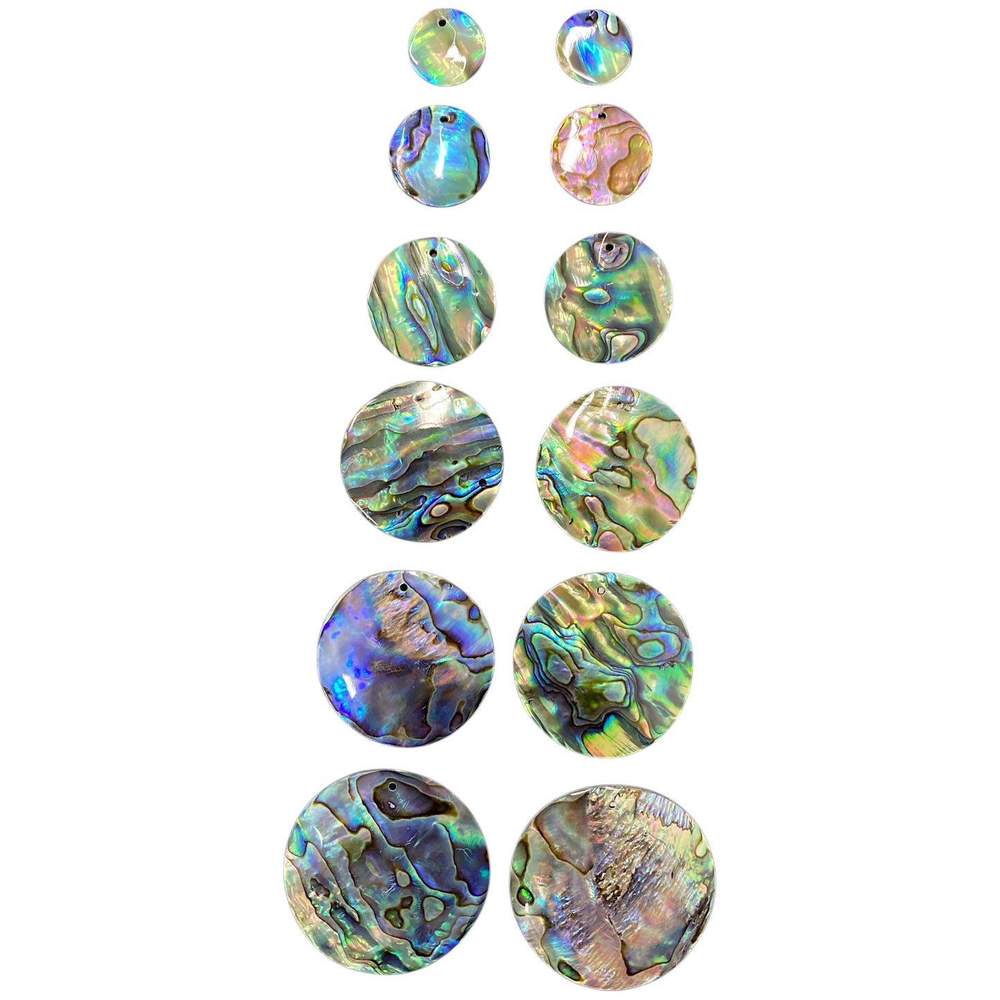 38mm Round Abalone Shell with one 2mm Hole - 1mm Thick - China