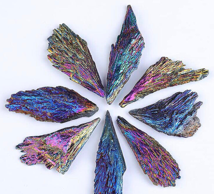 Black Kyanite Rainbow Aura Feathers Blades - Assorted Sizes - price per gram - China - NEW822