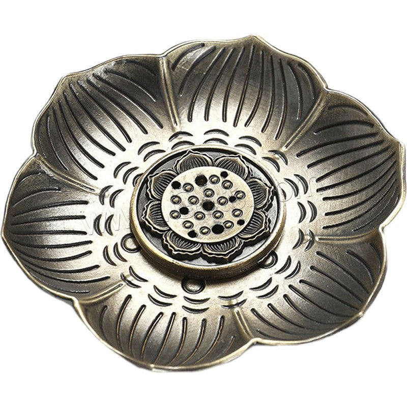 Incense Burner Seat - Darker Zinc Alloy Metal - 2 Piece set Center & Base - 9.5x1cm - NEW424