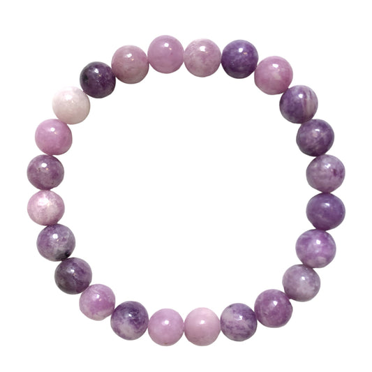 Lepidolite Bracelet - 8mm Beads- China - 7.5 inch