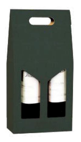 GREEN Textured - Double WINE Bottle Carriers 750ml CORRUGATED (20 per case)