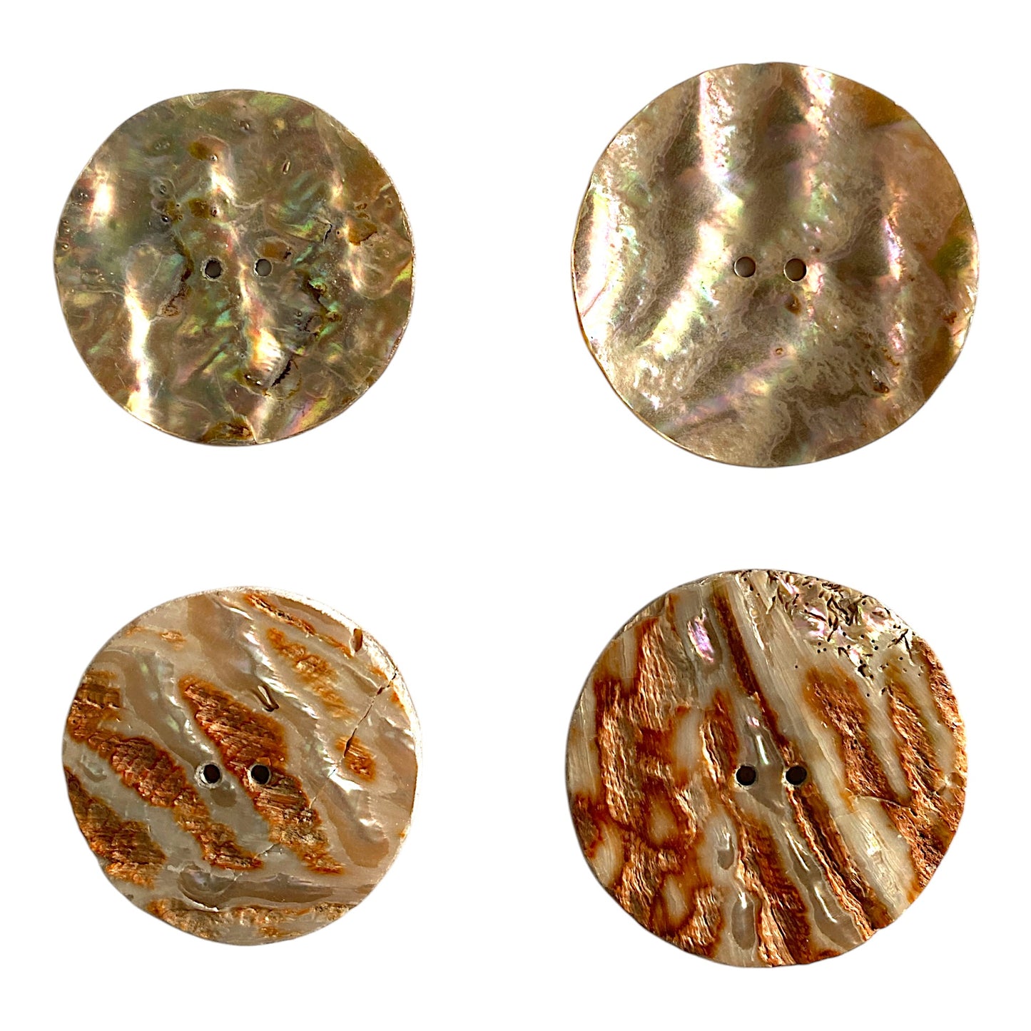 40mm Round Red Abalone Shell Buttons 2 x 2mm Holes - 3mm Thick - China - NEW526