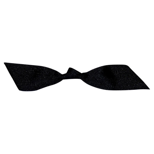 Pack of 100 Black GROSGRAIN TWIST TIE FLAIR BOWS - 2 TAILS X 2in X 7/8in RIBBON WIDTH HOT ANGLE CUT & 5in TWIST TIE