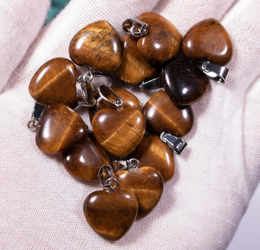 Tigers Eye Heart Pendant - 15mm - 2g - China