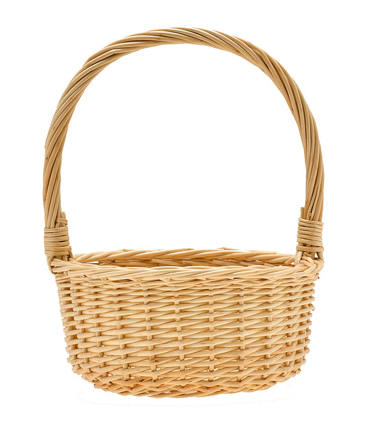 Round Willow Baskets - With Handle - SM - 8 x 3.5 inches  x 9 5 Handle