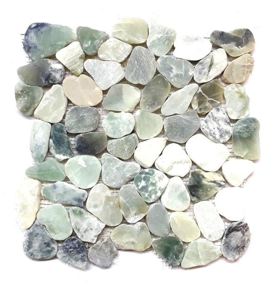 Sliced Moon Green Jade Pebble Interlocking Tiles - 30 x 30cm - 11 per case - Price is per tile