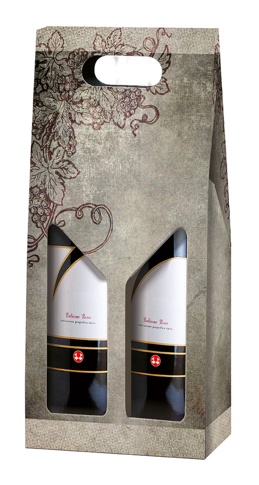 Wine Poetry- Poesia di Vino Design Double WINE Bottle Carriers 750ml CORRUGATED (20 per case)