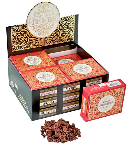Goloka Dragons Blood Resin Incense - Display Box With 12 Packs 50 grams