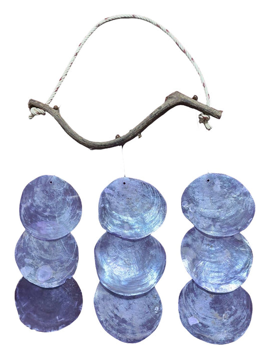 Lavender Color Capiz Placuna Shell Chime on Crazy Vine - 12 inch wide x 22 Long - NEW923