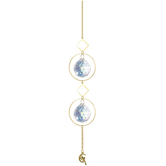 K9 Aura Crystal Hanger Suncatcher 2 Moons Brass Color Twinkle Hanger - Long inch - China -