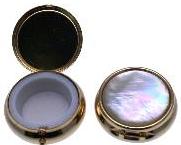 PILL BOX - ROUND SHAPE WITH INLAID MOP SHELL