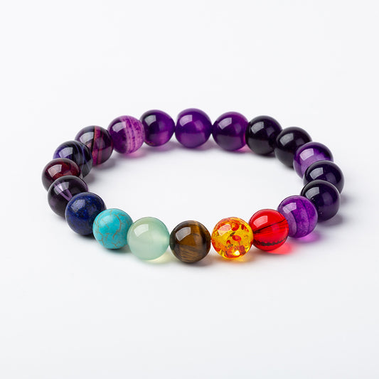 Chakra Bracelet 10mm - Purple Amethyst Agate