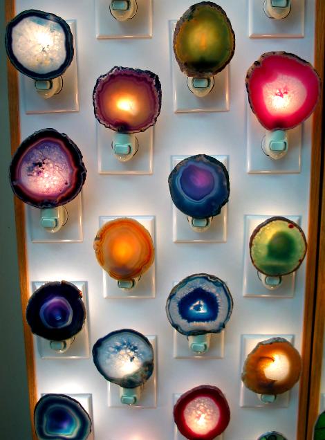 AGATE NIGHT LIGHTS ASSORTED COLORS and Shapes - 3.15 inch - Loose no packaging