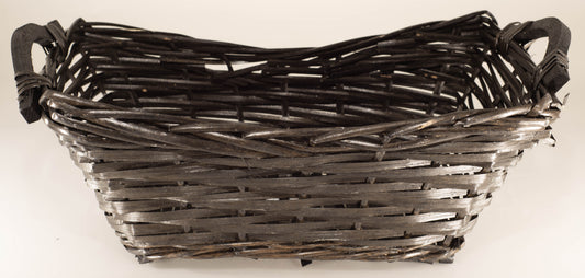 WILLOW Rectangle BASKET WOOD Handle Black 14 x 7 x 6 inch