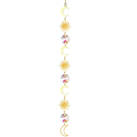 K9 Aura Crystal Hanger Suncatcher Suns Moons Stars Brass Color Twinkle Hanger - Long inch -