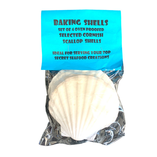 Pack of 4 SCALLOP BAKING SHELLS 4.5 inch in bag with header.