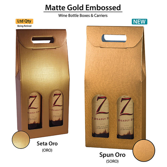 GOLD Oro Double WINE Bottle Carriers 750ml CORRUGATED (30 per case)