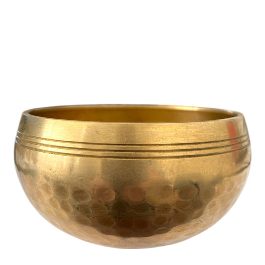 8cm Note A Hammered Singing Bowl with 3 lines - Size 00 - colour Brass - Nepal