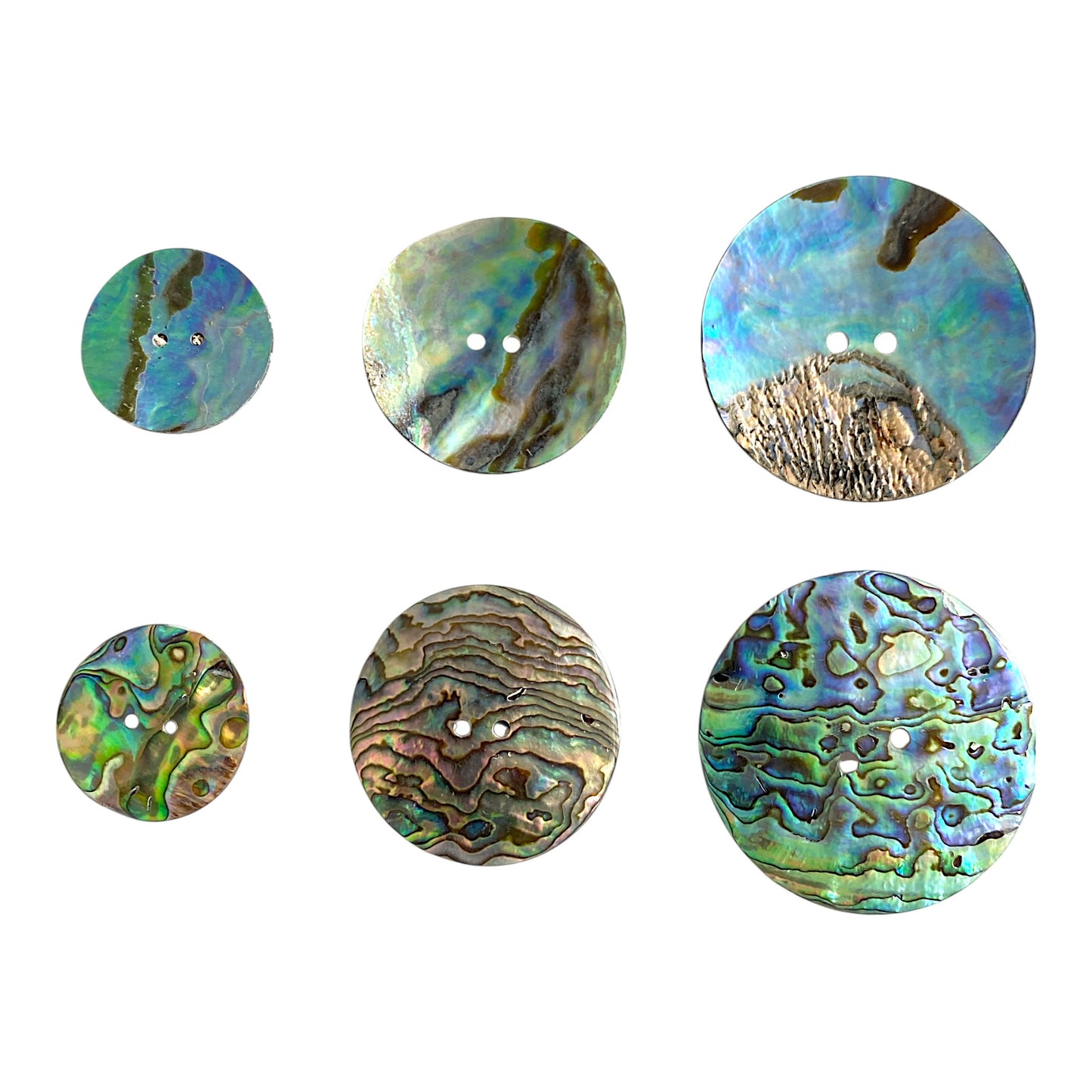 40mm Round Abalone Shell Buttons 2 x 2mm Holes - 3mm Thick - China