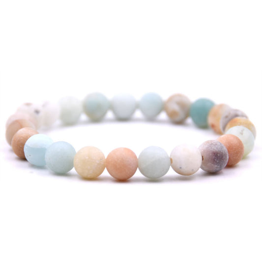 Amazonite Gemstone Bracelet - 8mm Round Beads - 7.5 inches