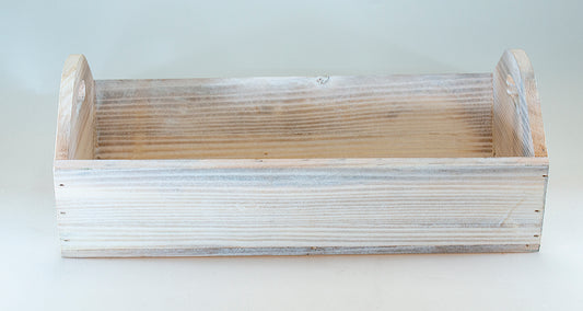 Whitewash Pine wood Tray MEDIUM 14 x 10.5 x 4.75 inch @ deepest - Fits a 25 x 30 Basket Bag