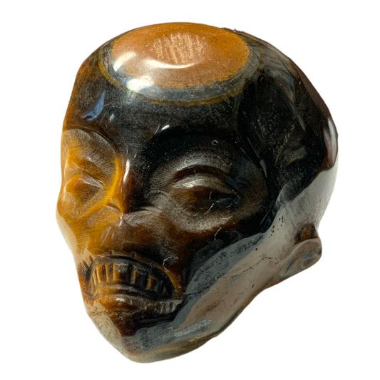 Alien Skull - Tigers Eye - Extra Small 30mm x 40mm x 28mm wide - China - NEW1122