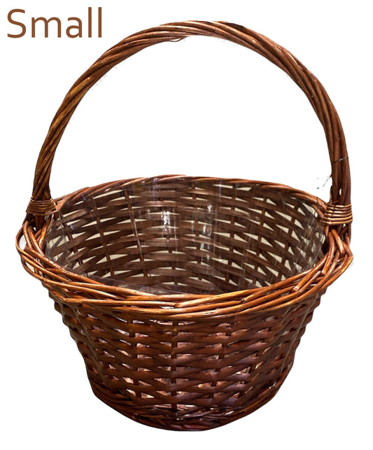 Round Split Willow Baskets with hard liners - Small 10.36 x 5.5 inch deep