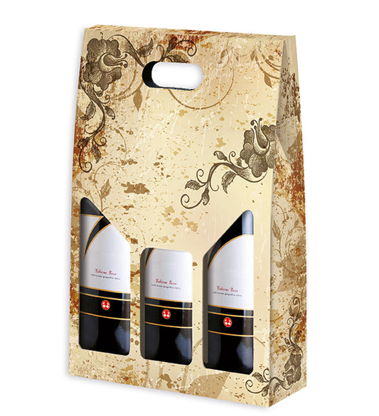 Symphony of Wine - Sinfonie di Vino Design Triple WINE Bottle Carriers 750ml CORRUGATED (20 per case)