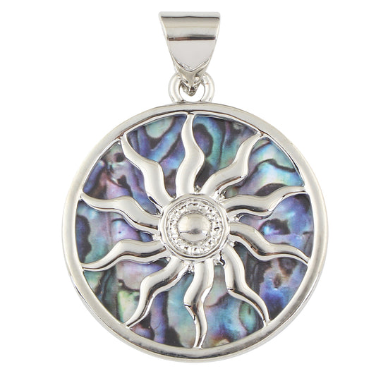 Sun Pendant - Abalone Shell - Platinum Colour Plated