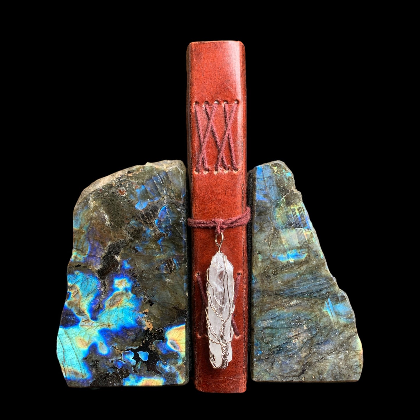 #1 Midnight Labradorite Bookends Set - High Flash - 1950 g total per pair - NEW521 - RED DOT