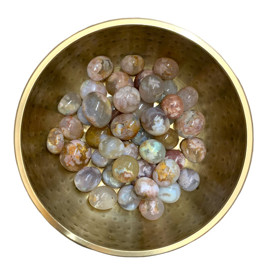 Pink Flower Agate Tumbled Stones - 20-30mm - 1 LB. - China - NEW722