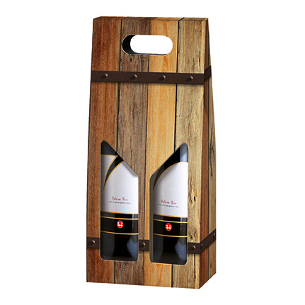 OAK - Rovere Design Double WINE Bottle Carriers 750ml CORRUGATED (20 per case)