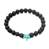 Lava Bracelet with Synthetic Turquoise Starfish - 8mm Beads
